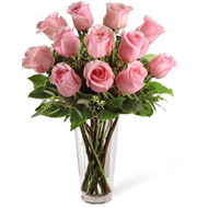 FTD One Dozen Pink Roses Vase