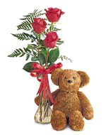 Teddy Bear and Roses Bud Vase