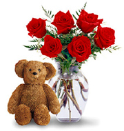 Luv You Roses and Teddy Bear